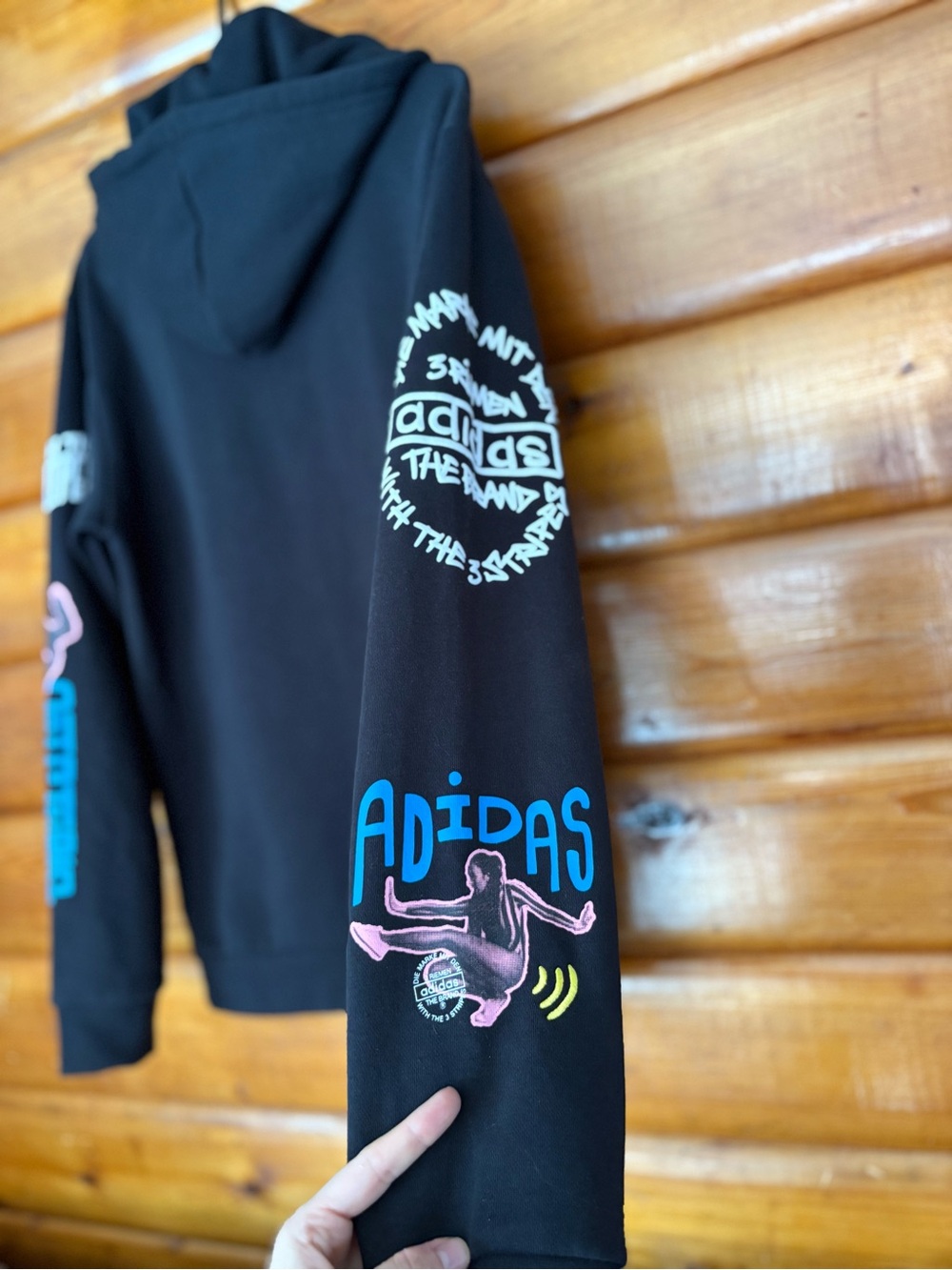 Adidas Originals Graphic Hoodie Black Trefoil Streetwear Pullover Size Small S